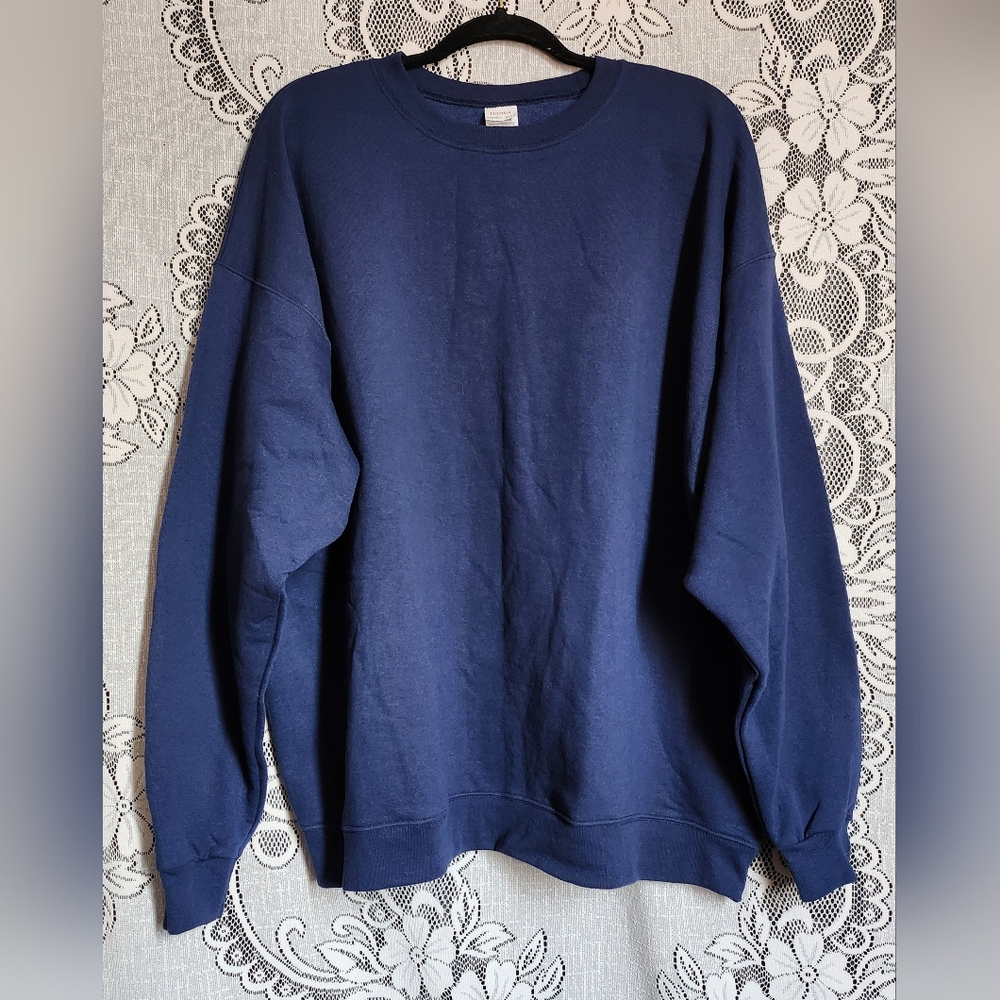 Hanes - Navy Blue Blank Pull over Sweater - (2XL)